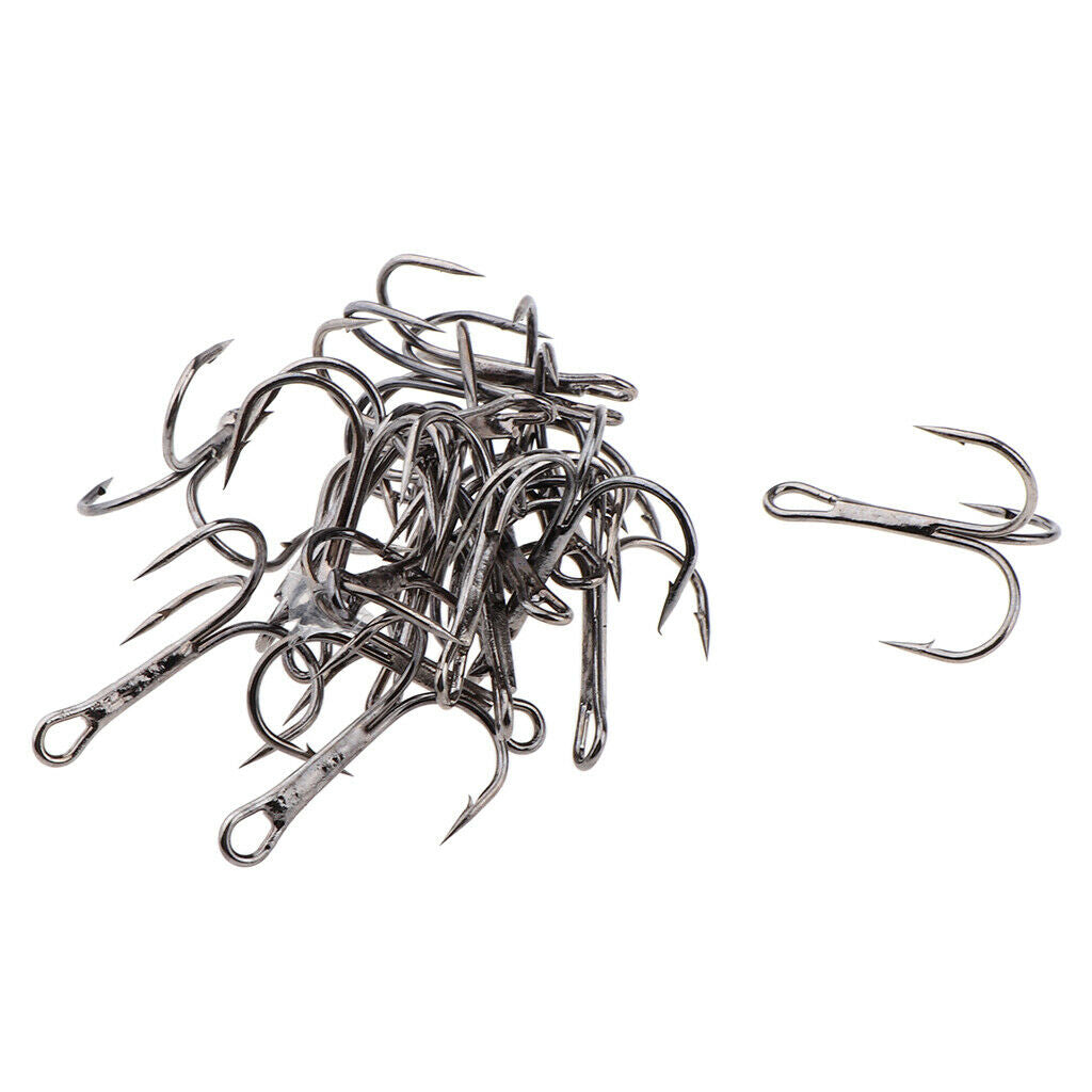 20 Pieces Barbed Fishing Hooks Treble Hook Fishhook Tackle with Box Type 1