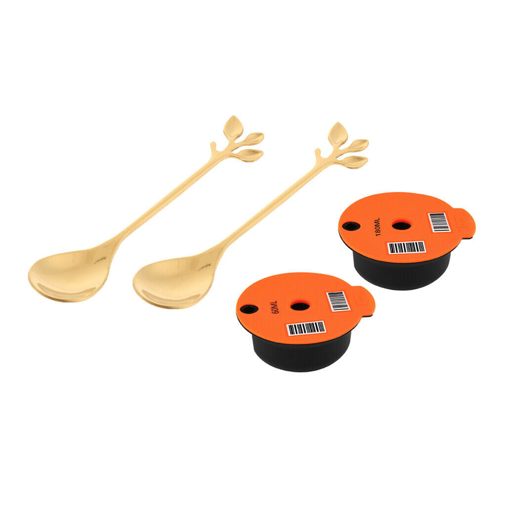 2 pieces Reusable PP Coffee Capsule Pod Slicone Lid with Spoon for