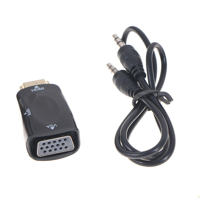 HDMI to VGA Adapter Audio Cables Converter Male to Female HD 1080P For PC TV^DD