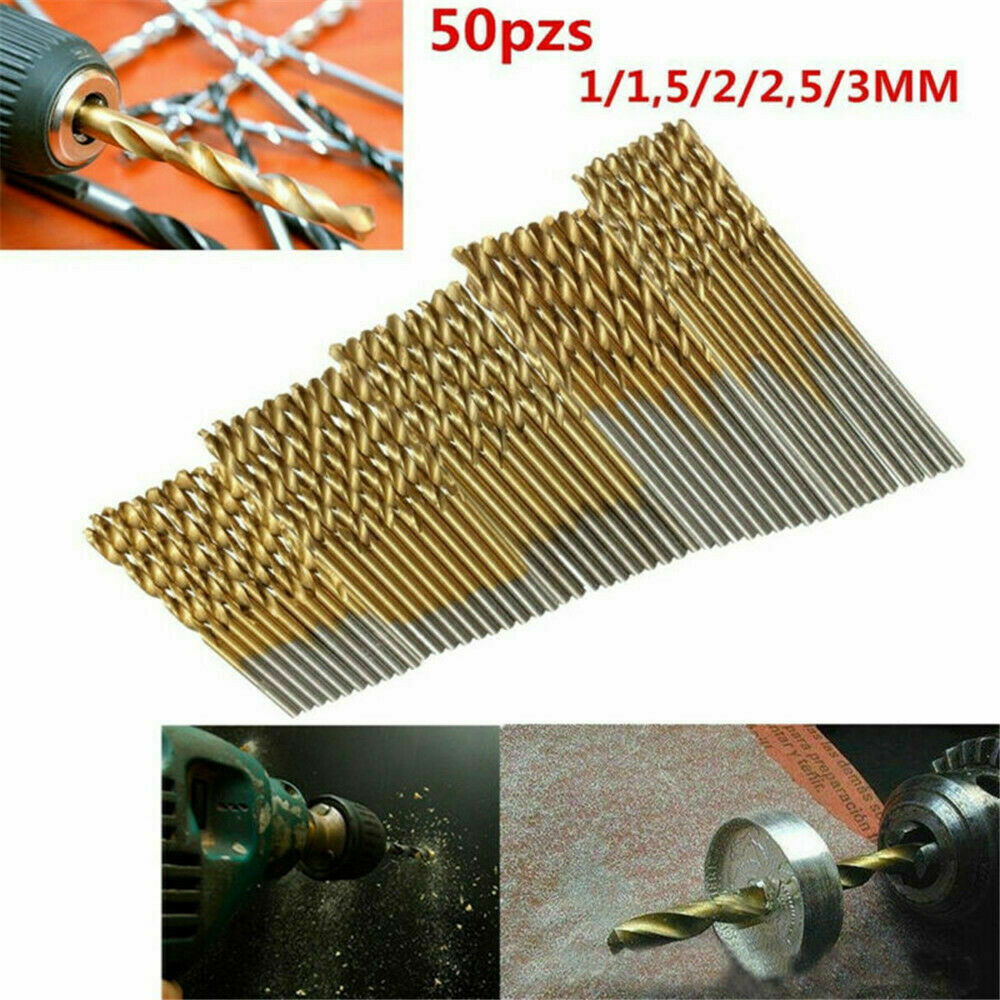 50Pc/Set Titanium Coated HSS High Speed Steel Drill Bit Set Tool 1/1.5/2/2.5/3mm
