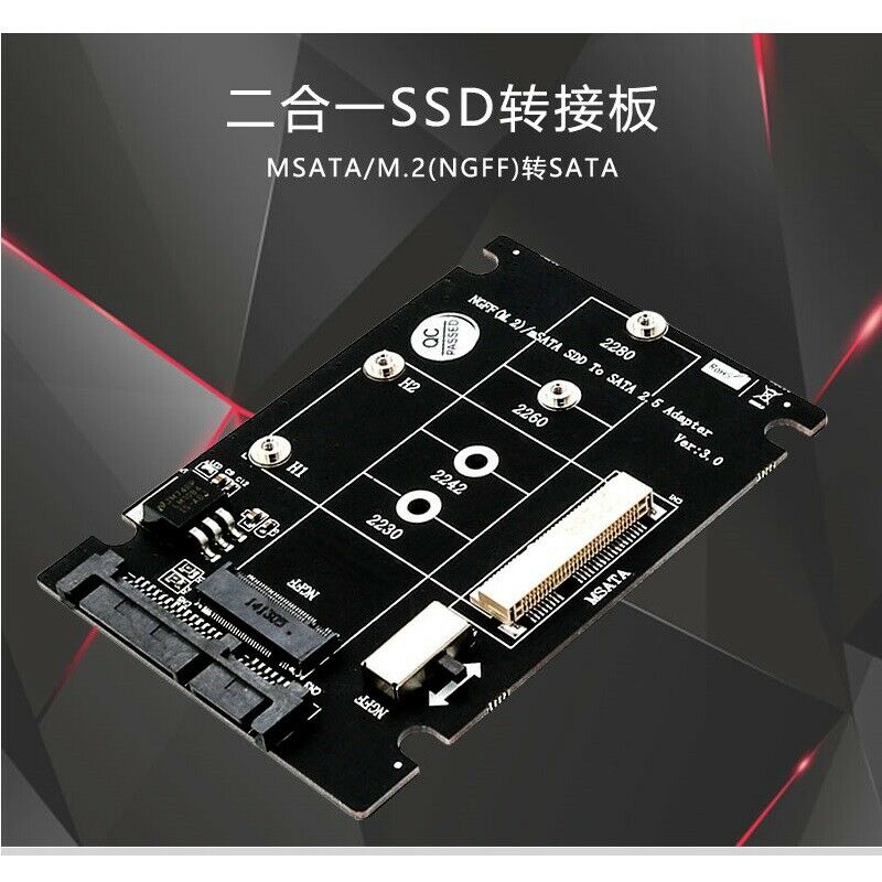 Mini PCI-E B M-KEY M.2 NGFF & 2.5" mSATA SSD to SATA III 3.0 Converter Adapter