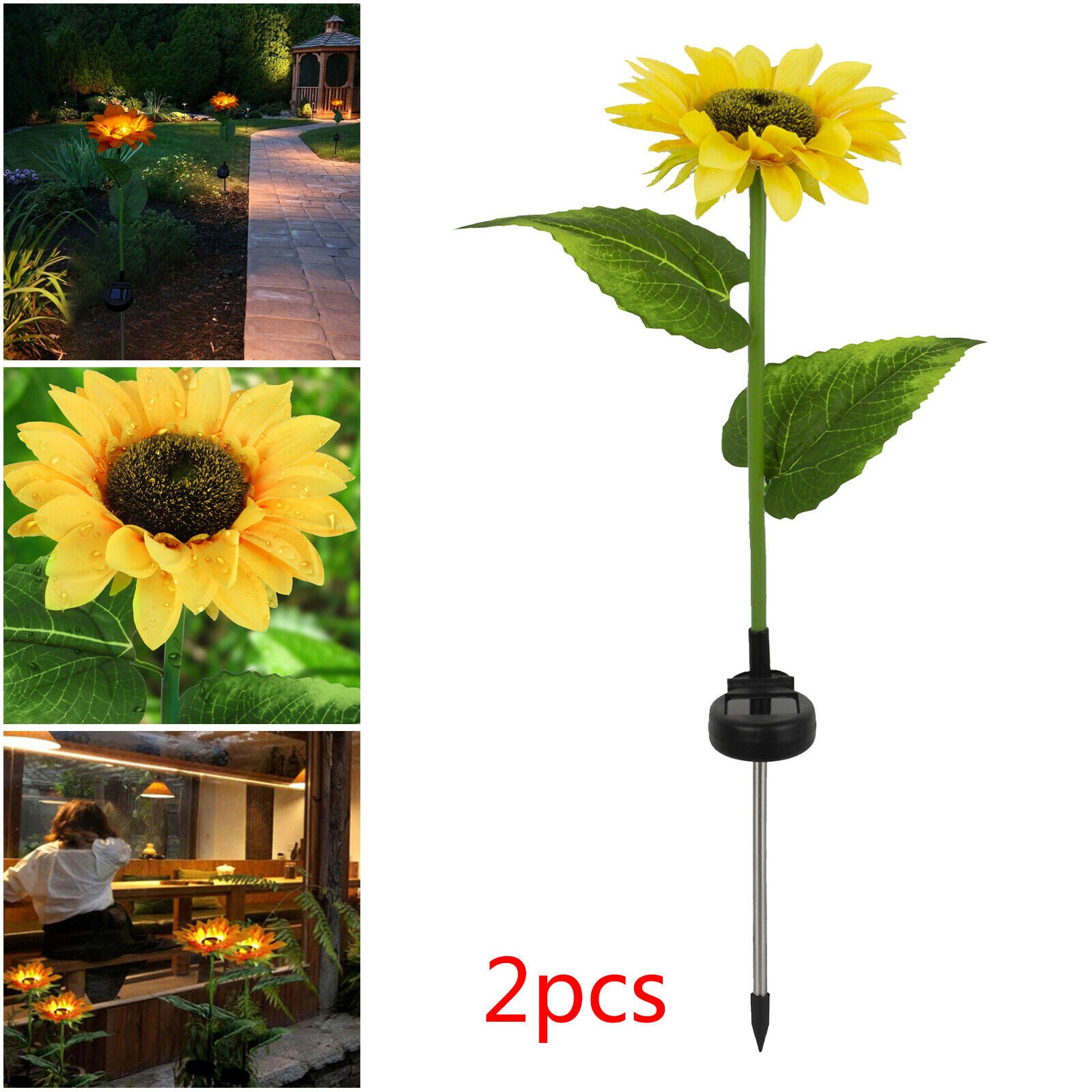 Solar LED Sunflower Light Landscape Standing Lamp Decor Backyard Courtyard