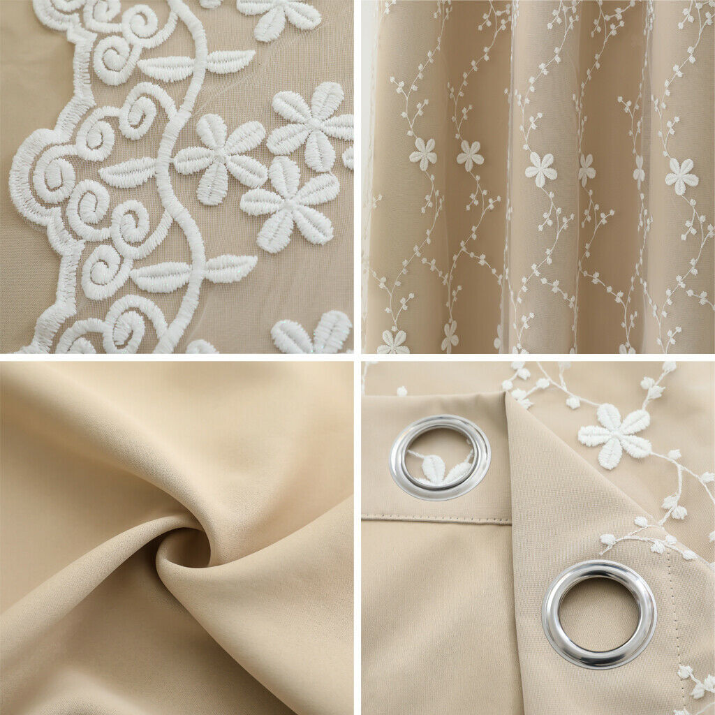 Double Layer Curtain  Bedroom Window Drape Decoration 107x160cm
