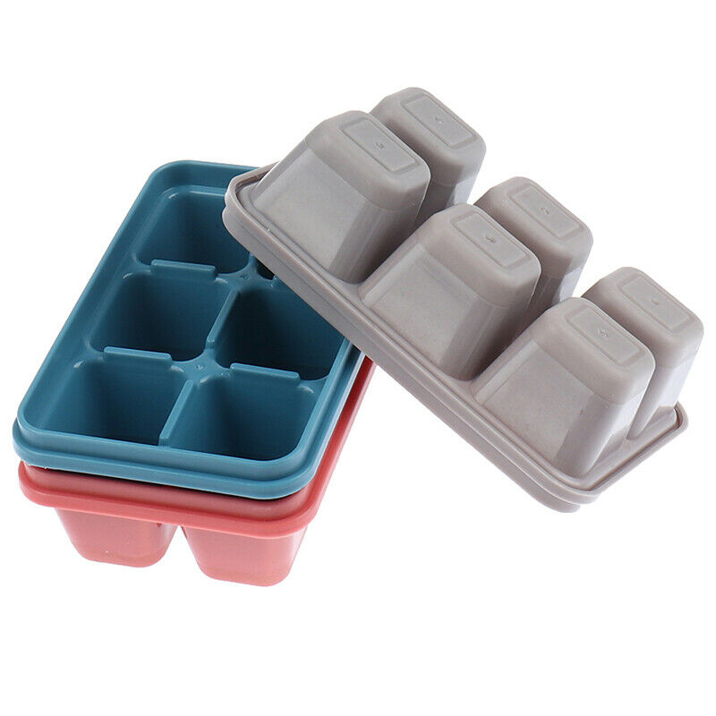 3pcs 6 Grids Food Grade Silicone Ice Tray Home with Lid DIY Ice Cube Mold.l8