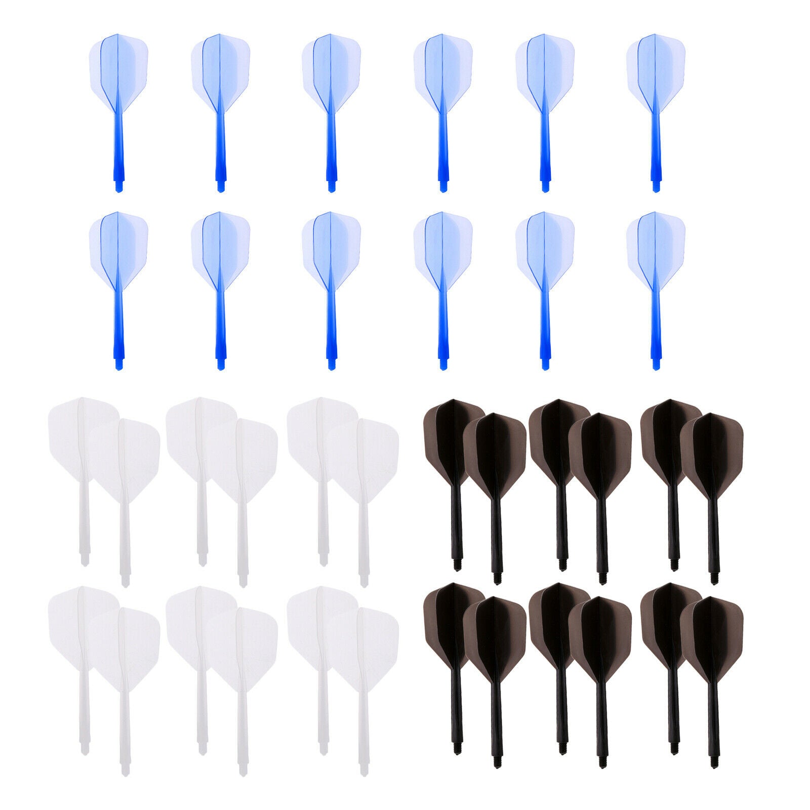 36pcs Durable Dart Shafts with Dart Flights Connection Parts Tools New