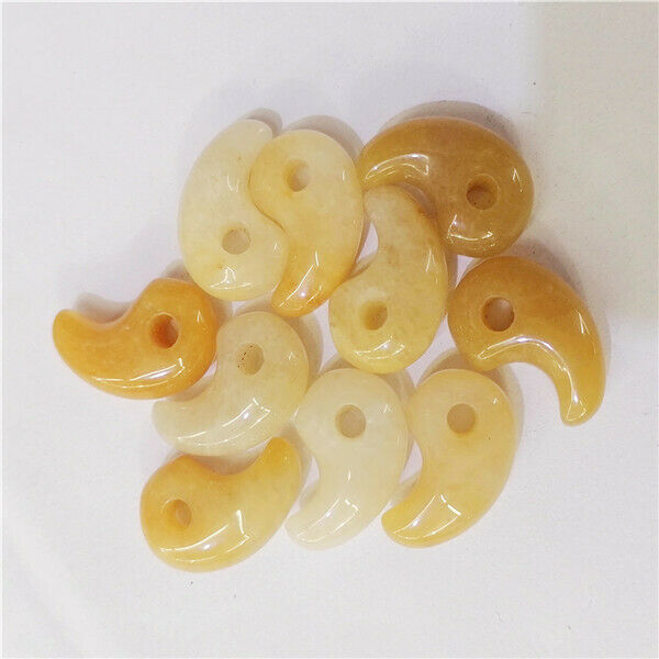 10Pcs 23x16x7mm Natural Yellow Aventurine Magatama Pendant Bead Craft Gem HH9448
