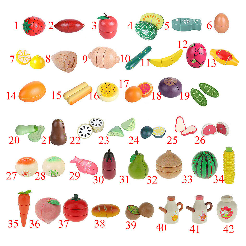 Wooden Magnetic Connected Food Pretend Kitchen Food Cutting Toys Kids