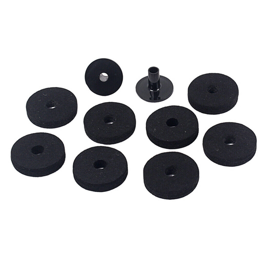 Drum Felt Washer Cymbal Sleeves Replacement Kit Parts for Drum Black 50mm,