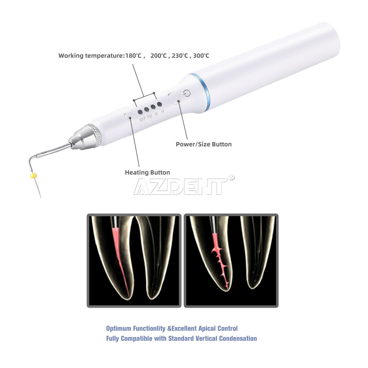 Cordless Dental Endo Obturation Pen Gutta Percha Endodontic Pen 4Pc Tips J1SS