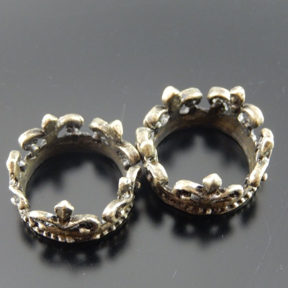 20 pcs Antiqued Bronze Iris Floral Crown Pendant Charm Alloy For Jewelry 18x9mm