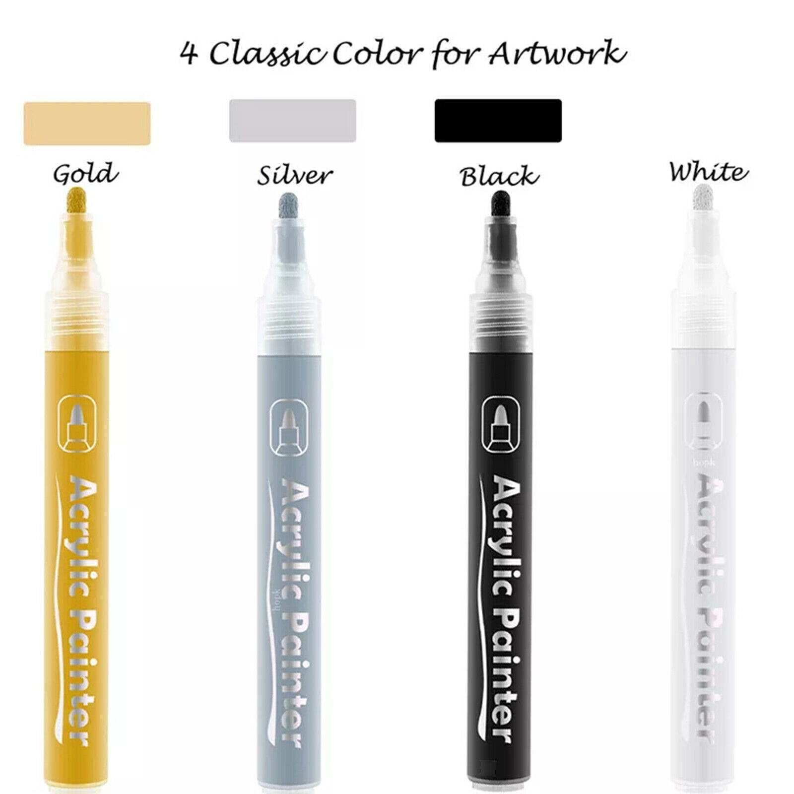 Set of 8 Metallic Marker Glitter Medium Tip Paint Pen for Glass Card Making