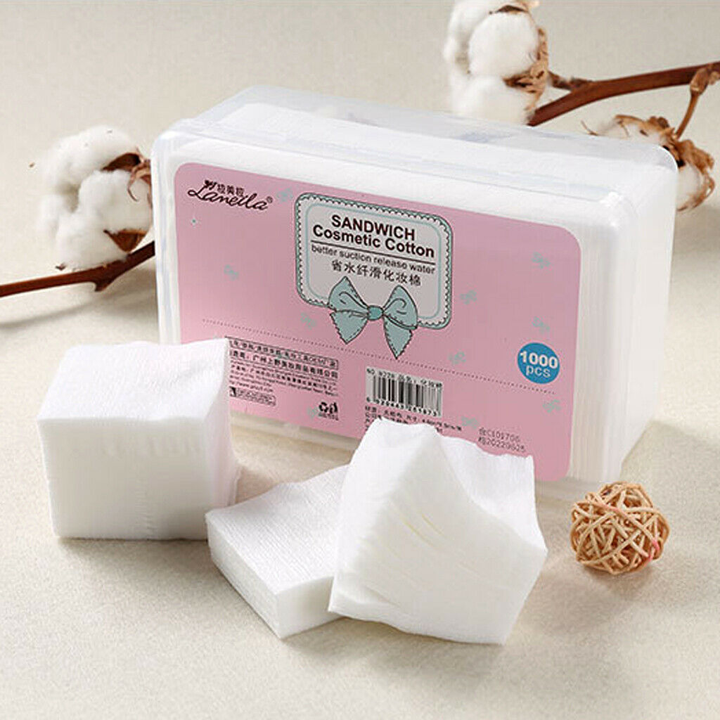 1000Pcs Cosmetic Makeup Remover Cotton Puff Pads Daily Facial Cleaning Soft