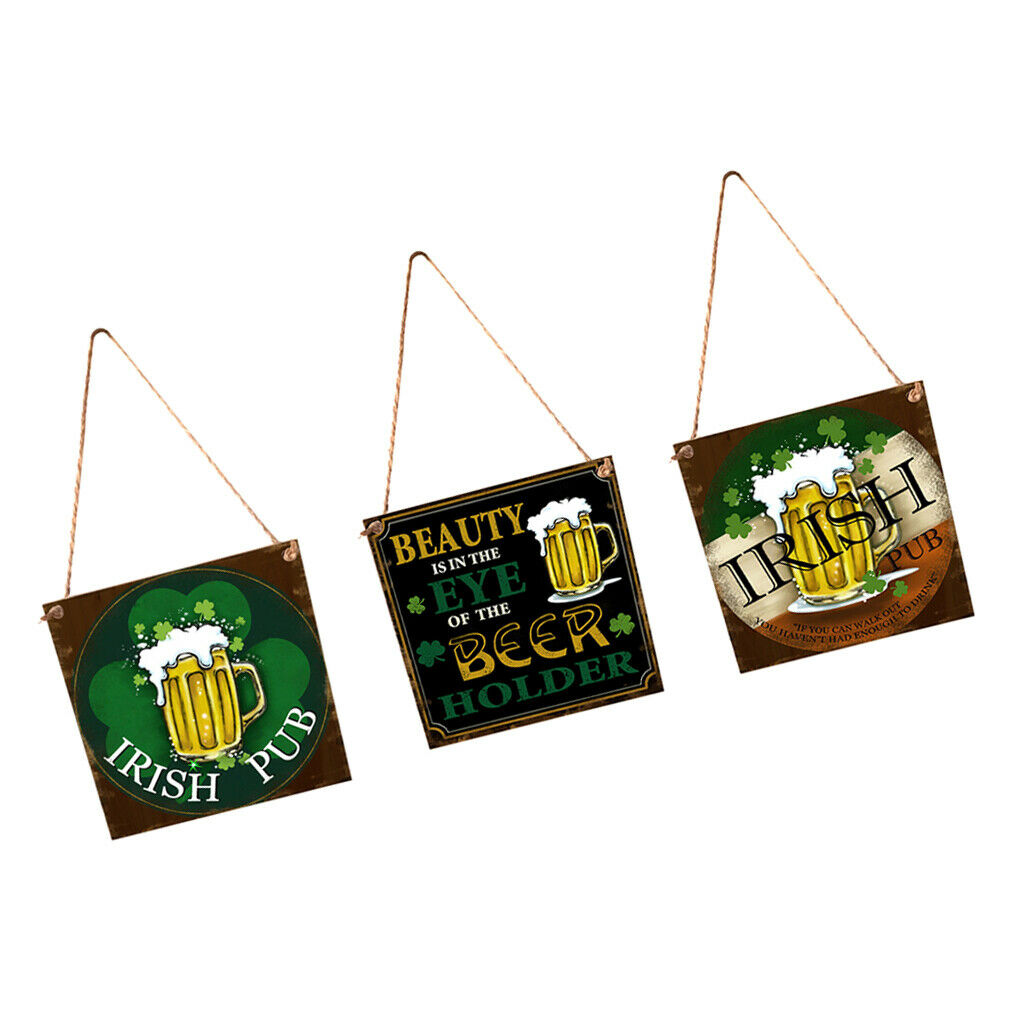 Style Chic Irish Pub Plaque Poster Novelty Hanging Wall Decor 15x15cm Green