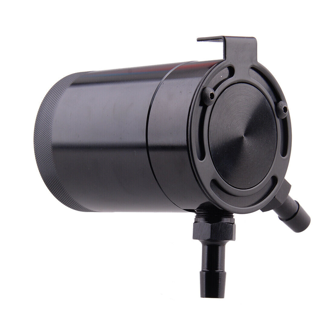 Black 2-Port Compact Baffled Separator Oil Catch Can Tank Reservoir 5 oz
