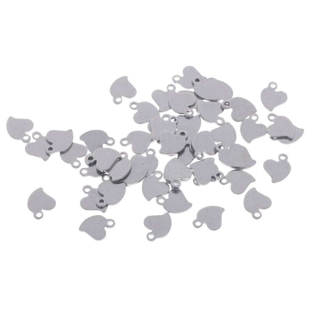 50 Pieces Stainless Steel Pendant For Necklace DIY Jewelry Making Heart