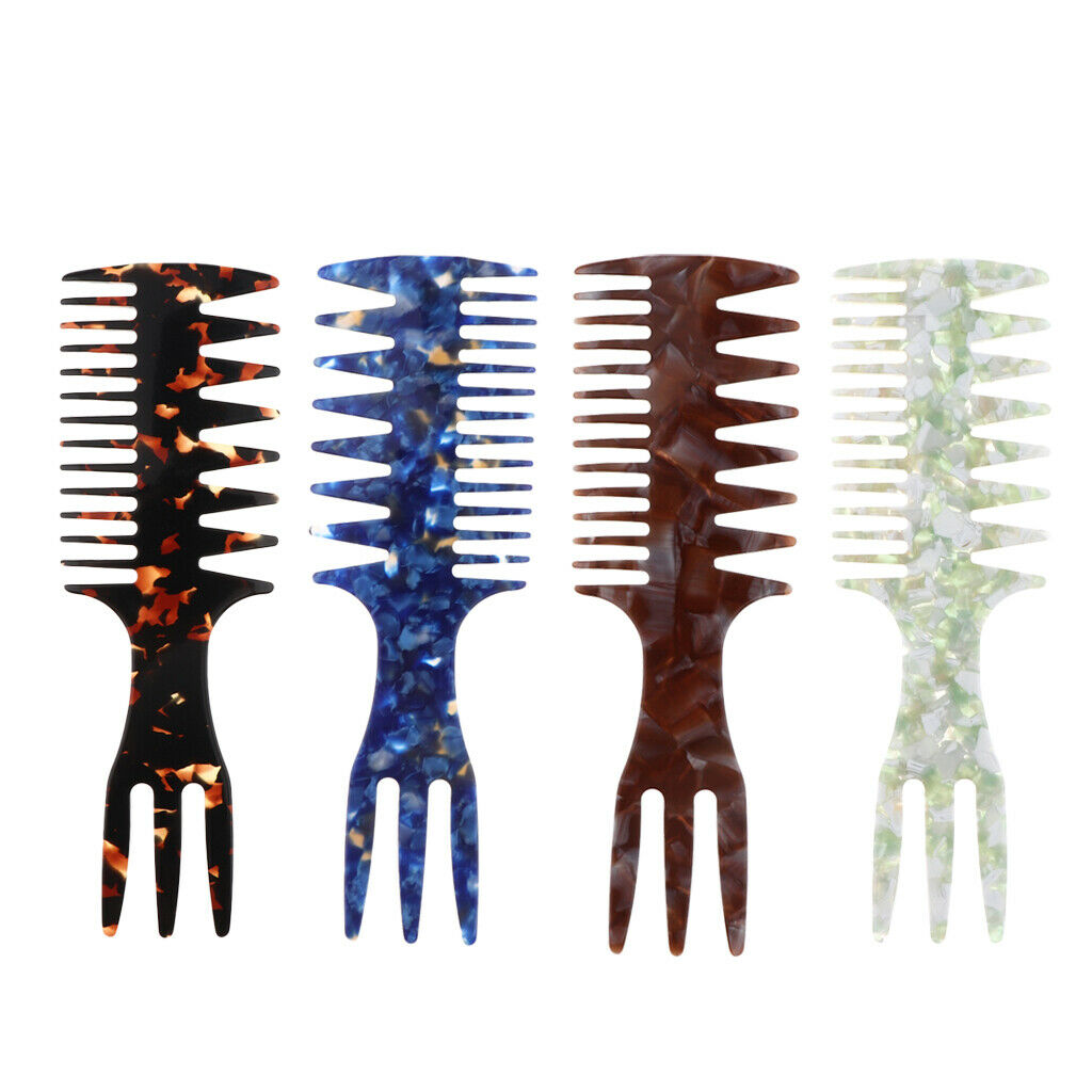 4pcs Barber Styling Comb 3 in 1 Fish Bone Shape Wide Tooth Dyeing Comb for Hair