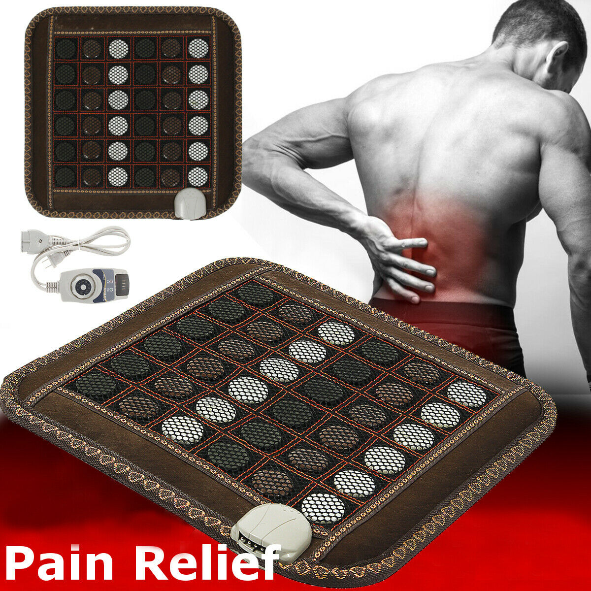 220V Infrared Heating Mat Natural Jade Tourmaline Massage Pad for Pain Boay  1