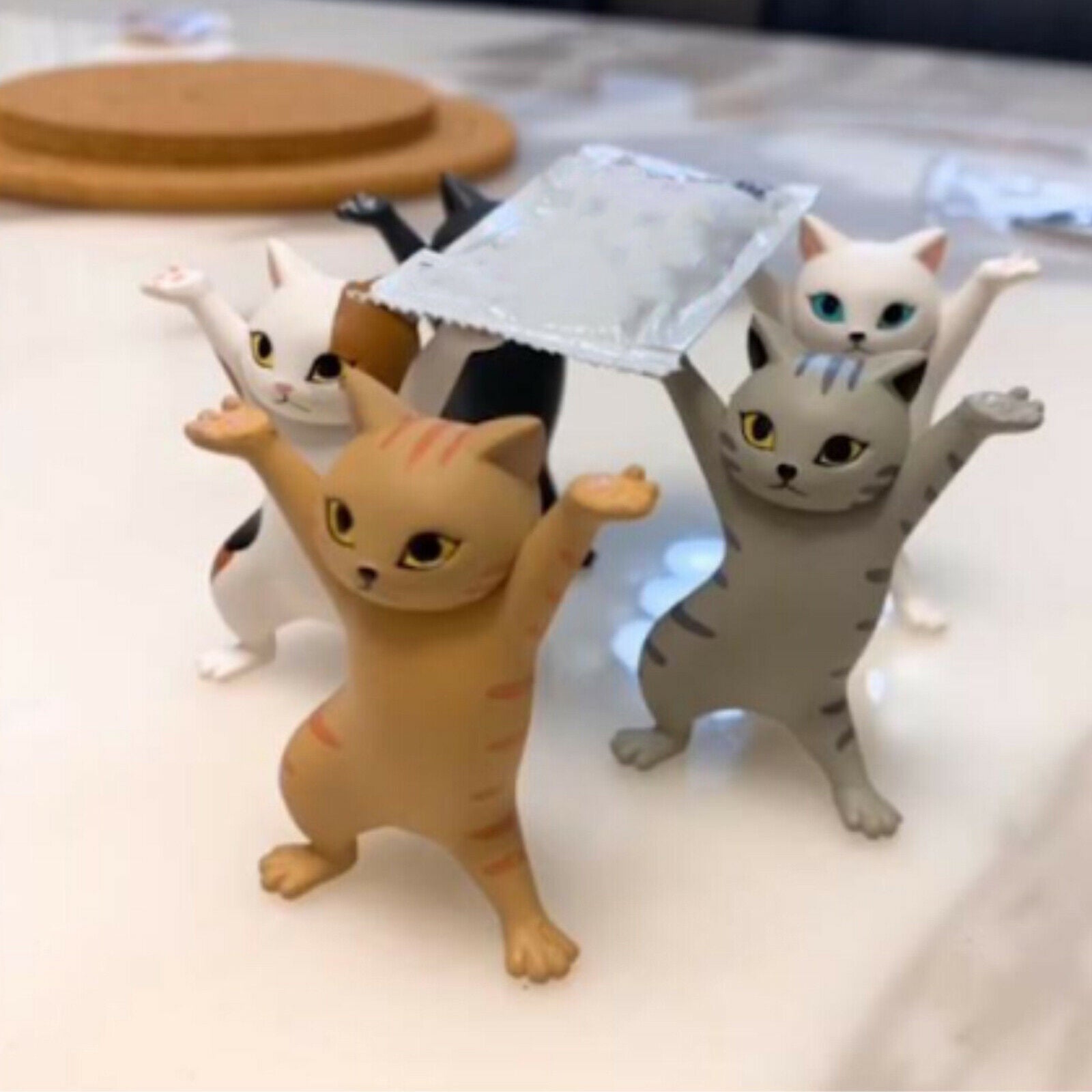 5pcs Dancing Cat Ornament Pen Holder Desktop Bracket Home Decor DIY Crafts