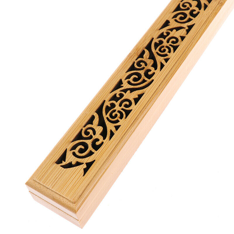 Bamboo Wood Incense Stick Holder Burning Hollow Insence Box Catcher Home .l8
