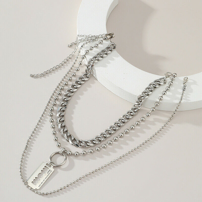 Fashion Multi-layer Hip hop Round Bead Chain Women Men Choker Neckalce Je.l8