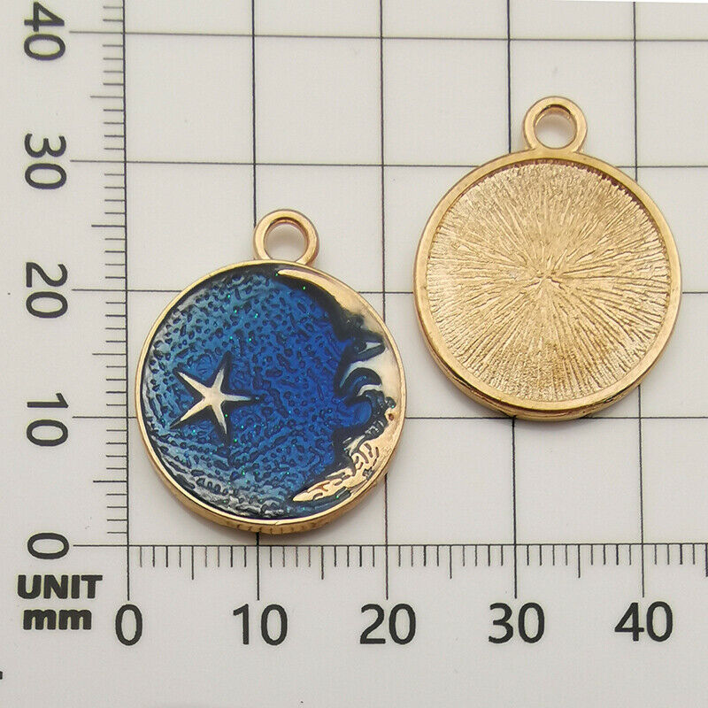 8PC Cute Moon/Star/Planet Enamel Charm Pendant for DIY Earrings/Bracelet .l8