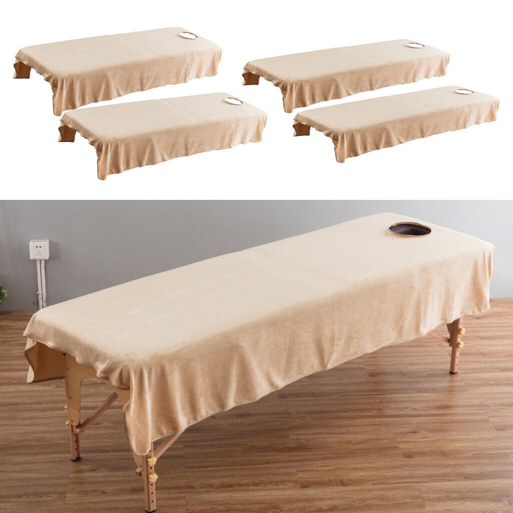 4pcs Massage Table Bedding Sheets Cosmetic Hotel Facial Bed Cover Camel
