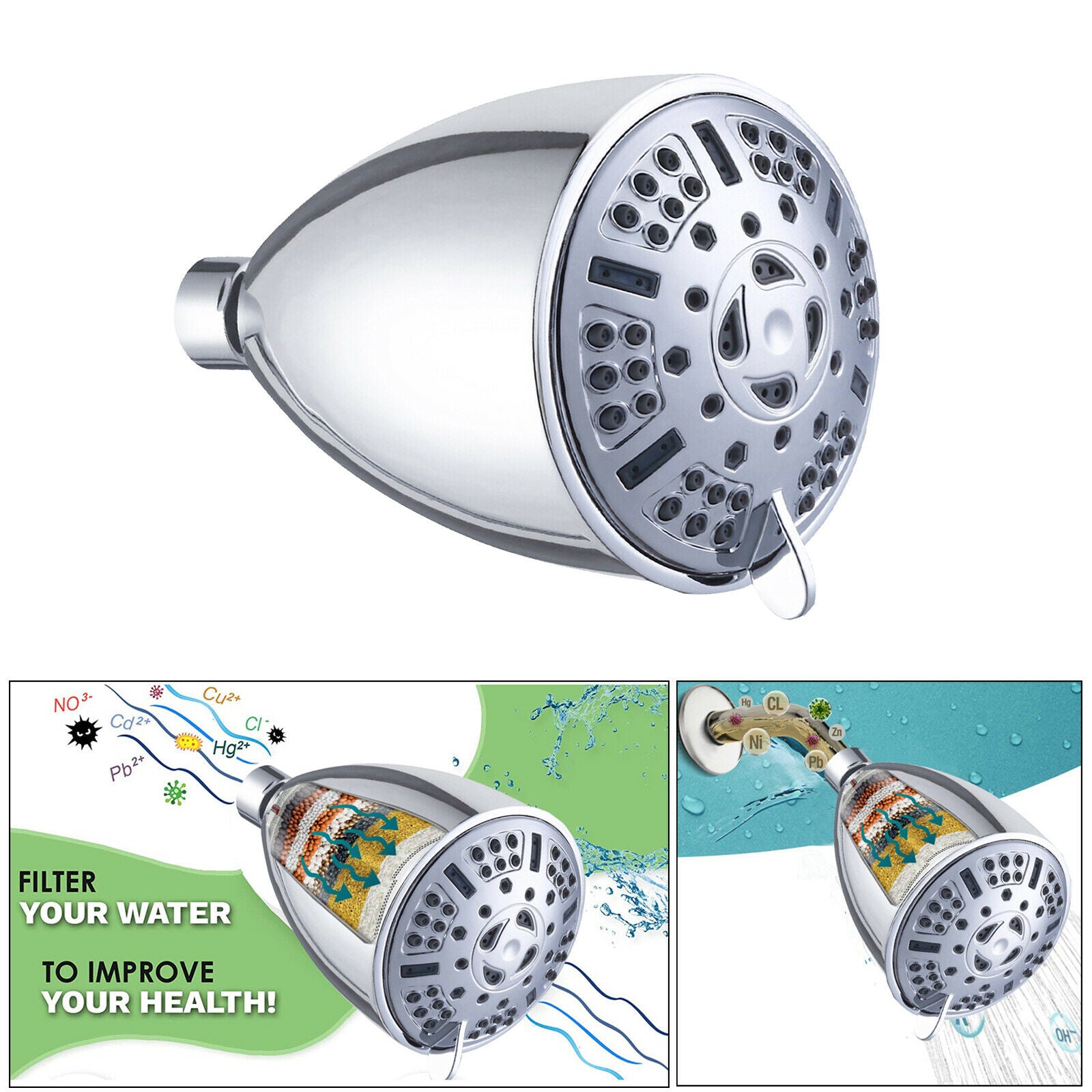 High Output Filtered Shower Head Water Showerheads High-Pressure Accessory