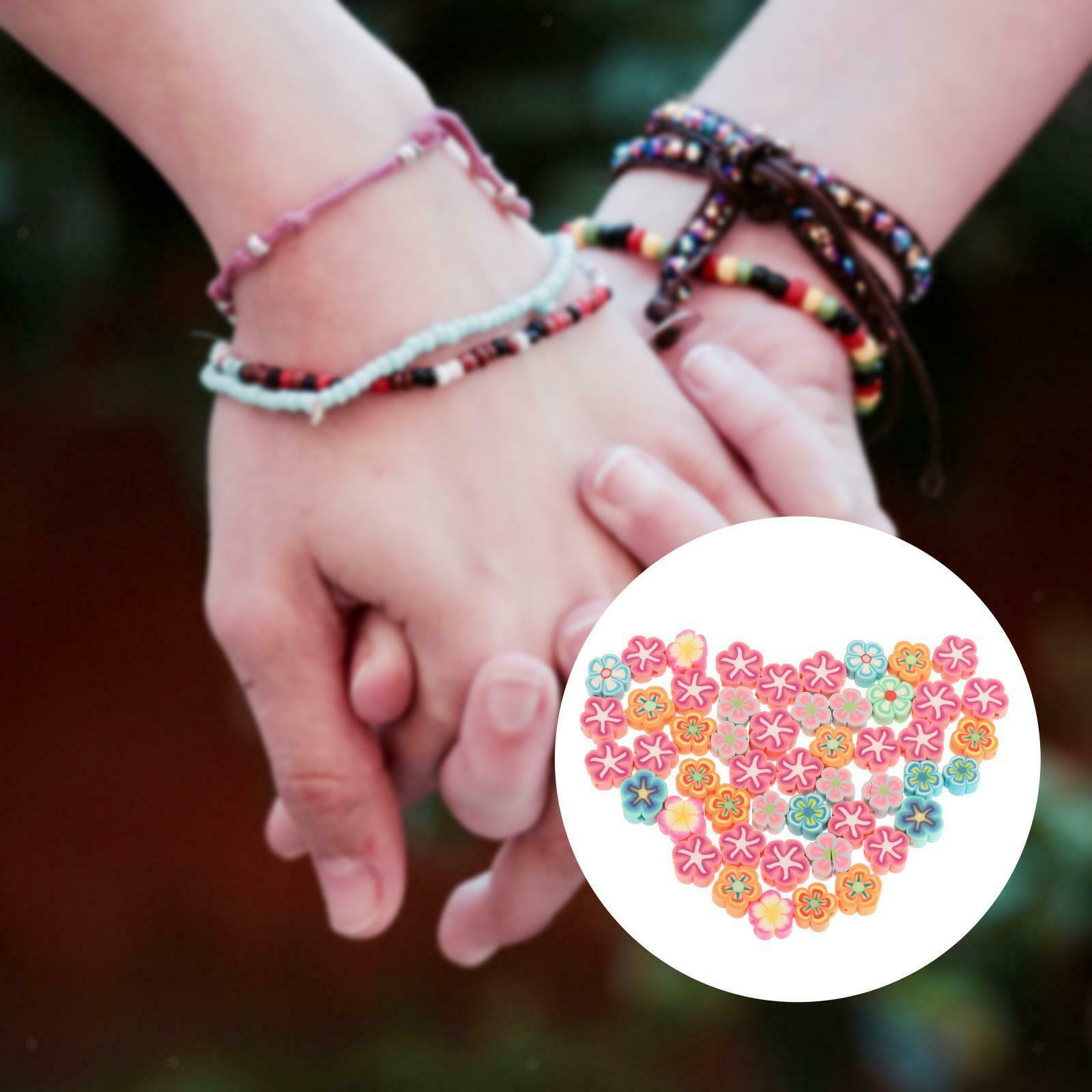 50 Pieces Soft Pottery Beads Charms for Jewelry Making Necklace Plum Bossom