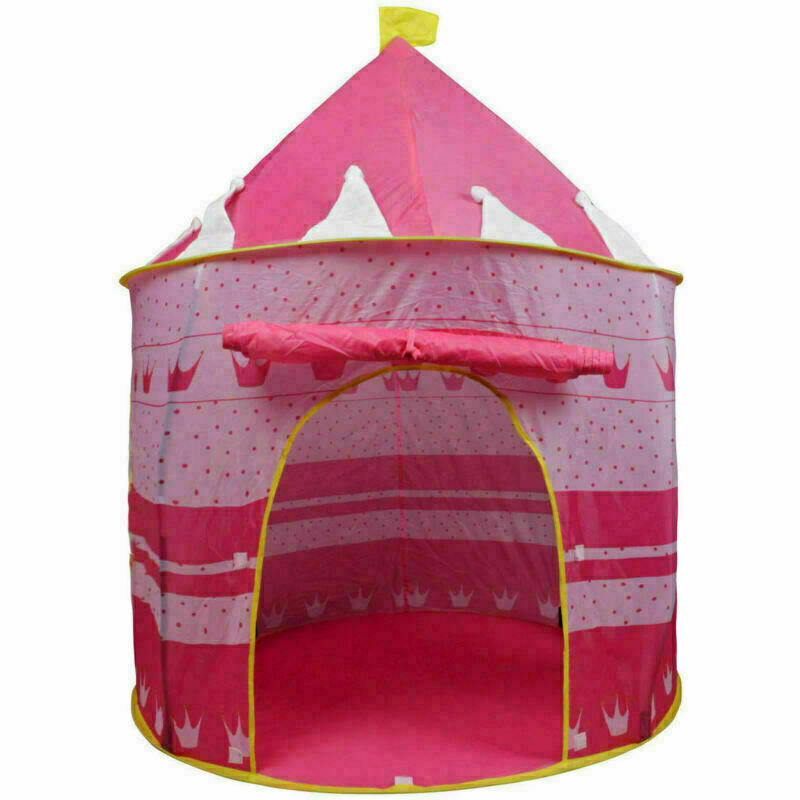 Pink Portable Folding Princess Play Tent Children Kids Castle Cubby Play House