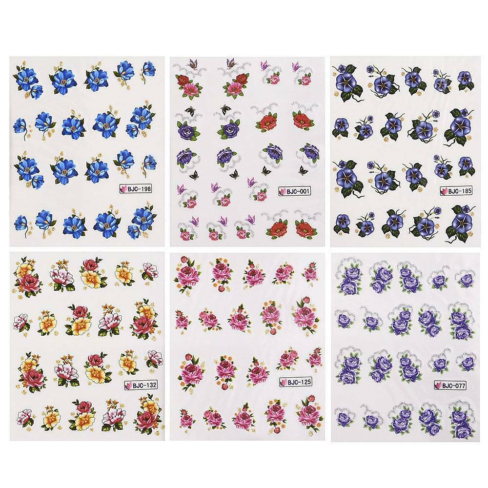 55 Sheets Cherry Nail Art Water Transfer Stickers Flower Butterfly Decals DIY
