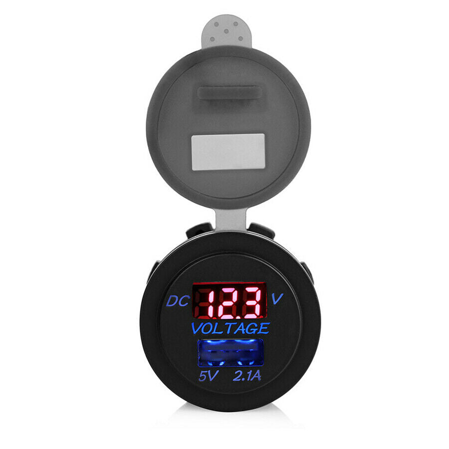 5V 2.1A USB Ports Car charger Voltage and current display Waterproof Charging