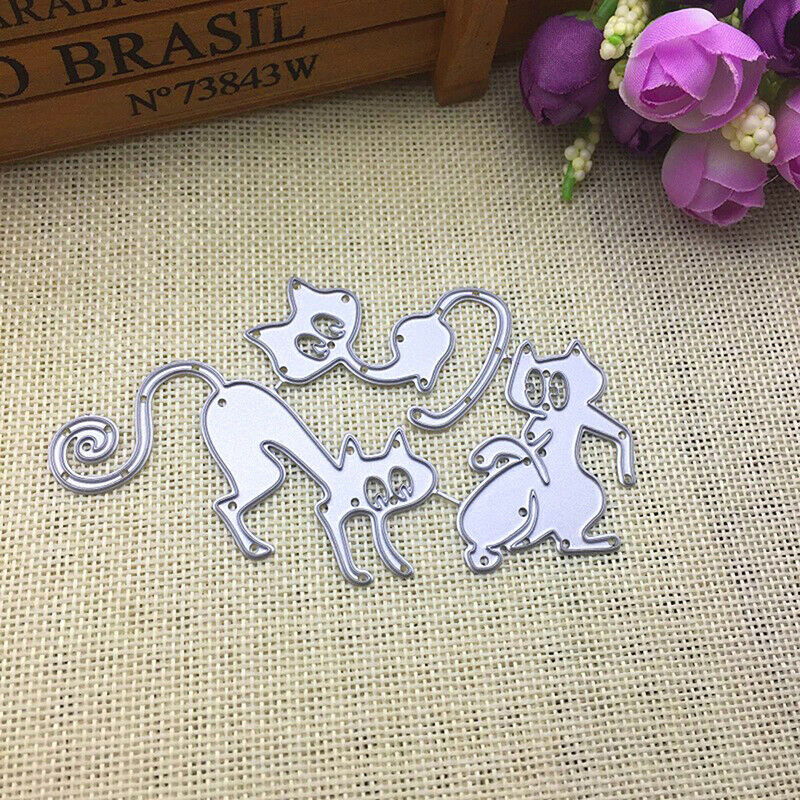 3pcs cat Metal Cutting Dies DIY Craft Stencil Paper Card Decor Die CutsY1