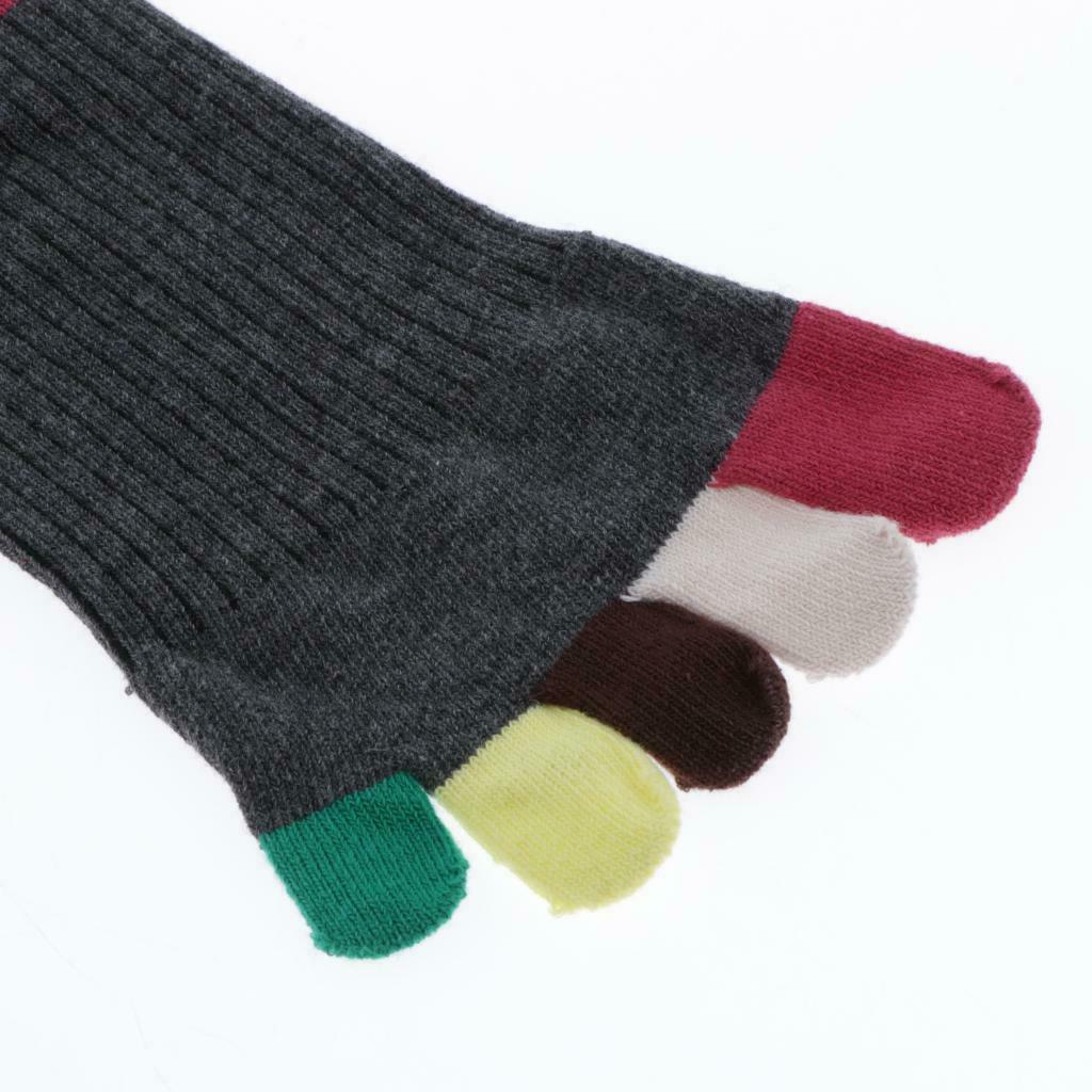 Mid-calf Length Toe Socks Cotton Warm Crew Socks for Men and Women Wine Red