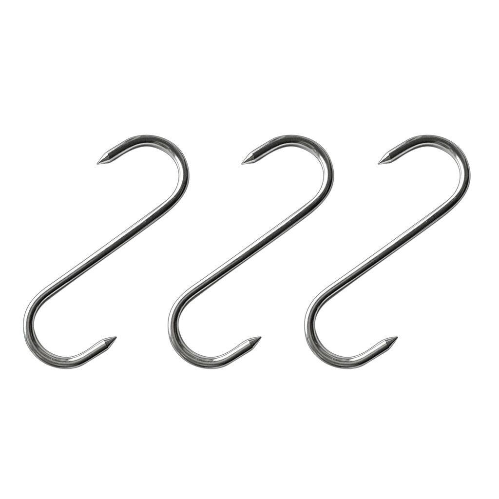 3 Pieces Large S Shaped Stainless Steel Hooks Kitchen Meat Hanger Organizer