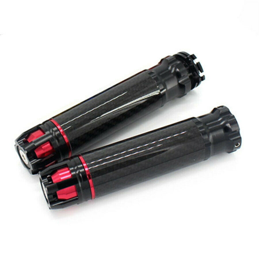 Carbon Fiber 7/8 "  Motorcycle Handlebar Hand Grips Red & Black 22mm