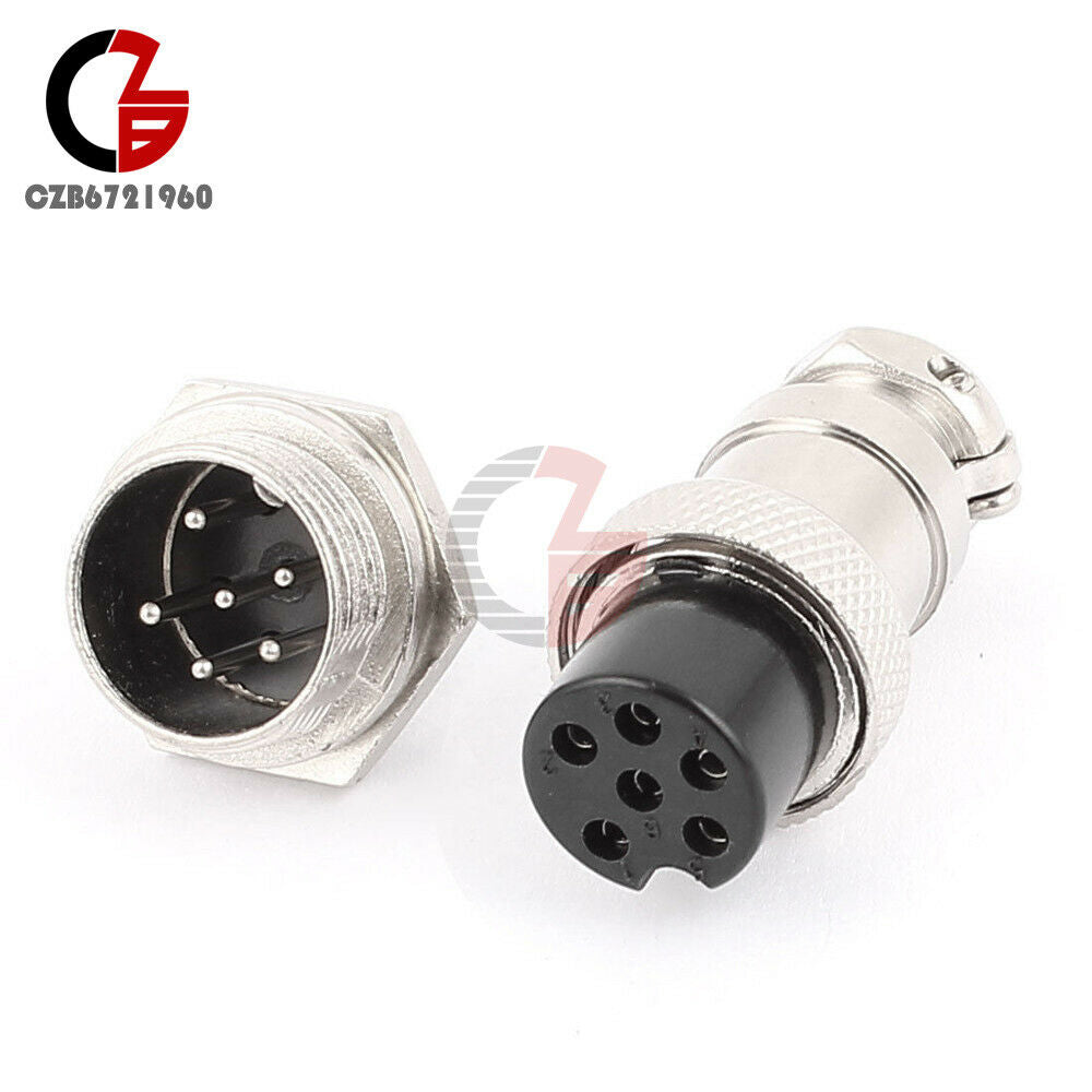 5Pcs Aviation Plug 7-Pin 16mm GX16-7 Male and Female Panel Metal Connector