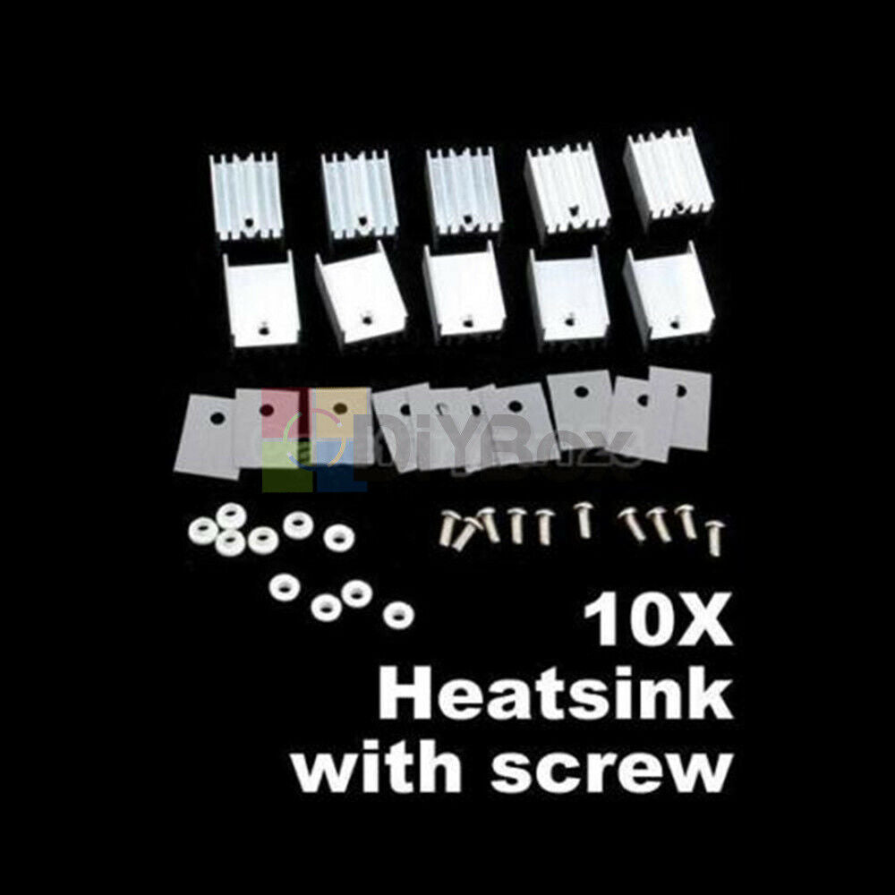 10PCS Aluminum Heatsink Heat Sink With Screw Sets Kits for Transistors TO-220