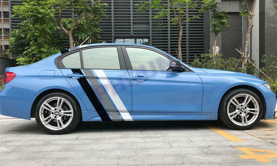 2x Car SUV Body Stickers Three-color Stripes Racing Styling Waterproof Universal