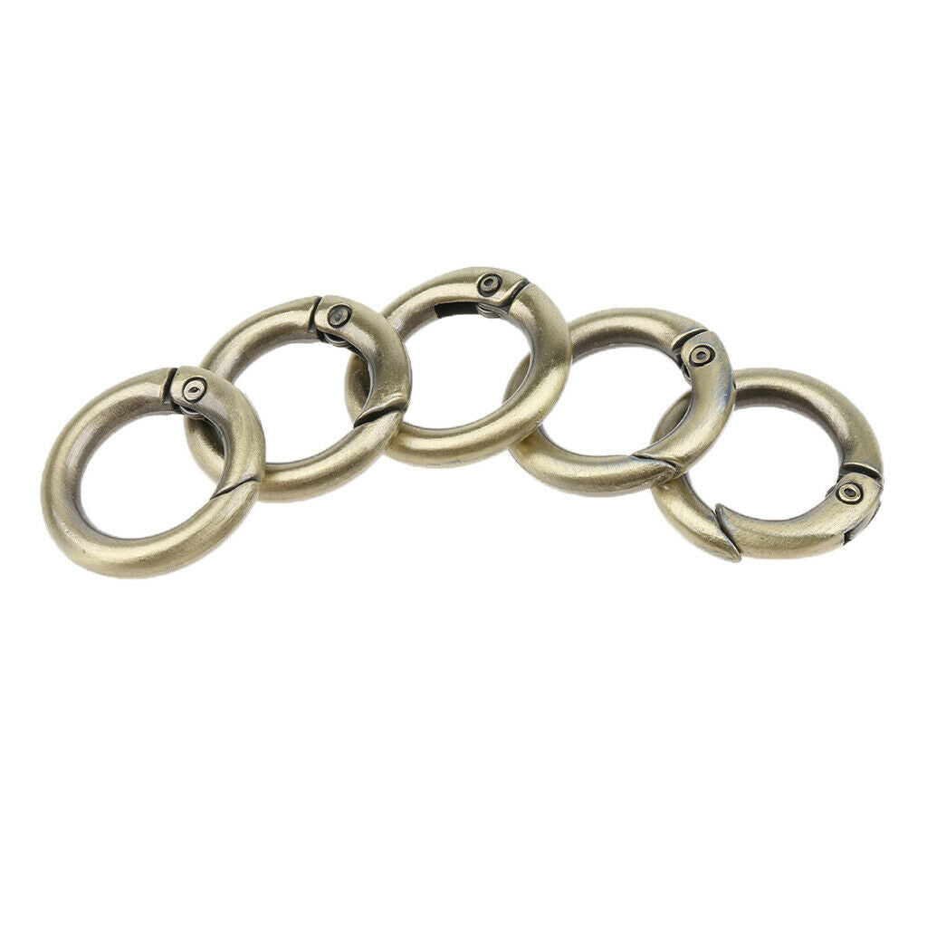 5 Pieces Zinc Alloy Round Spring Buckles Snap Hook Keychain Clip Brown 16mm