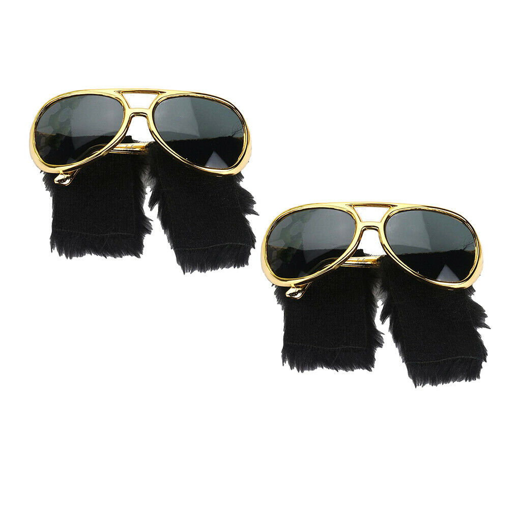 2 / Pack Novelty Beard Sunglasses 70s 8s Disco Costume