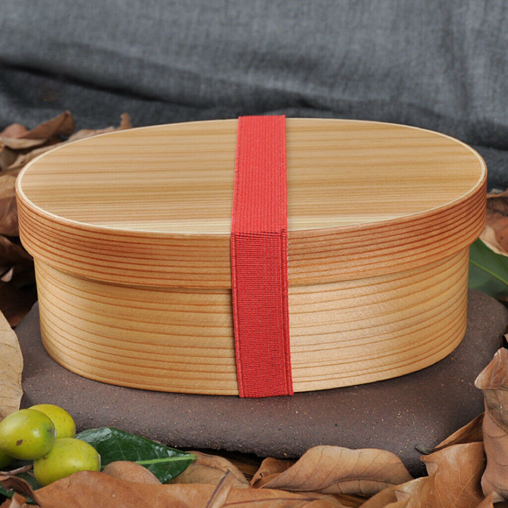 Natural Wooden 1 Tier Lunch Box Food Sushi Container Portable Japanese Style
