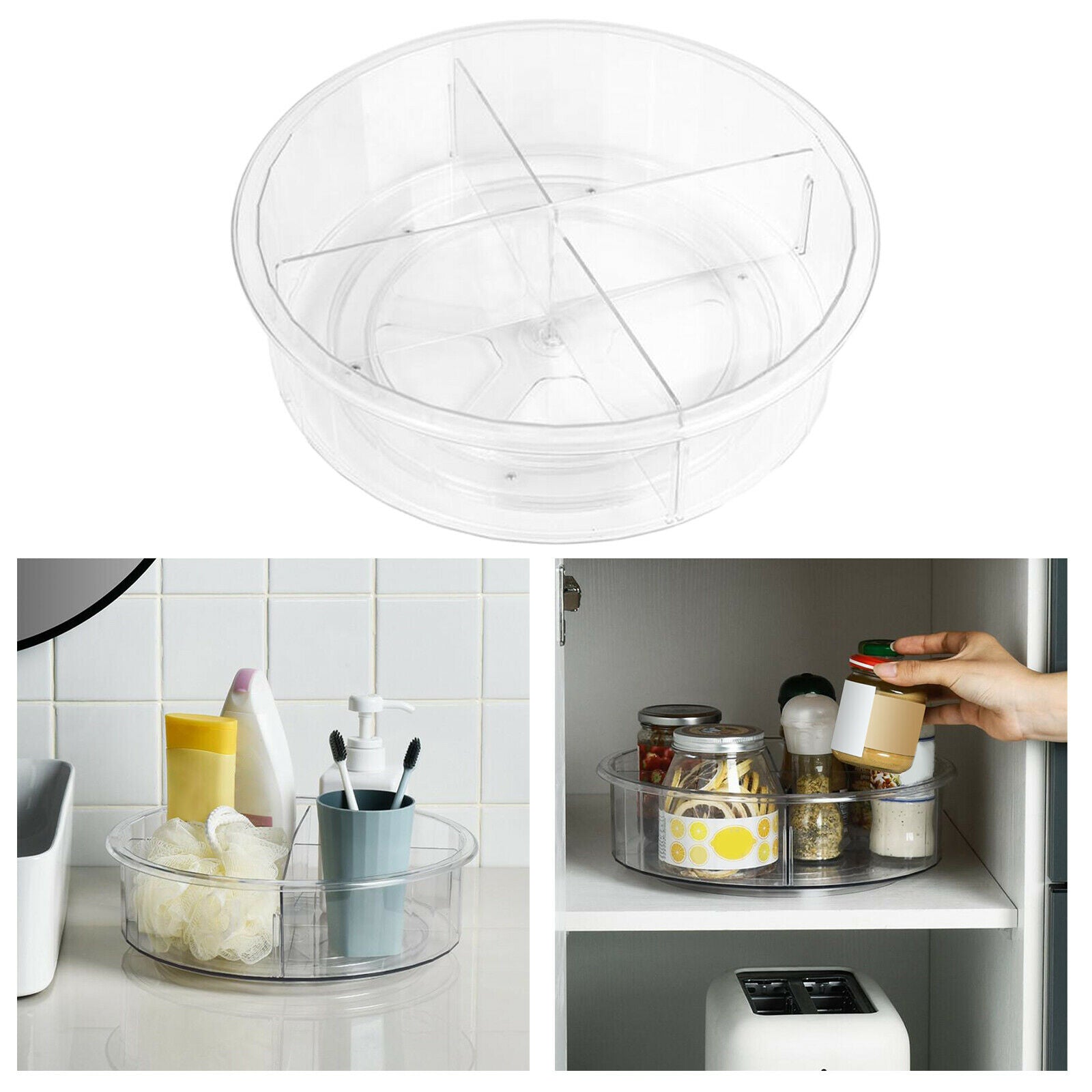 11" Round   Spice Turntable Organizer Storage Box Container for Kitchen