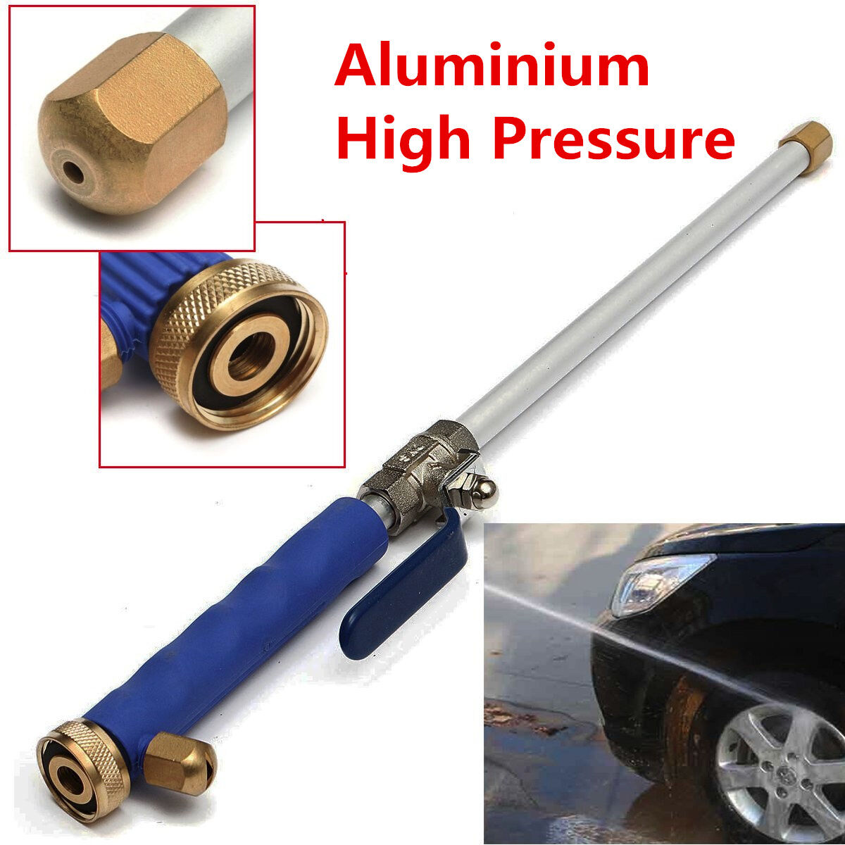 Aluminium High Pressure Power Car Washer Spray Nozzle Water Gun Hose 46cm/18''