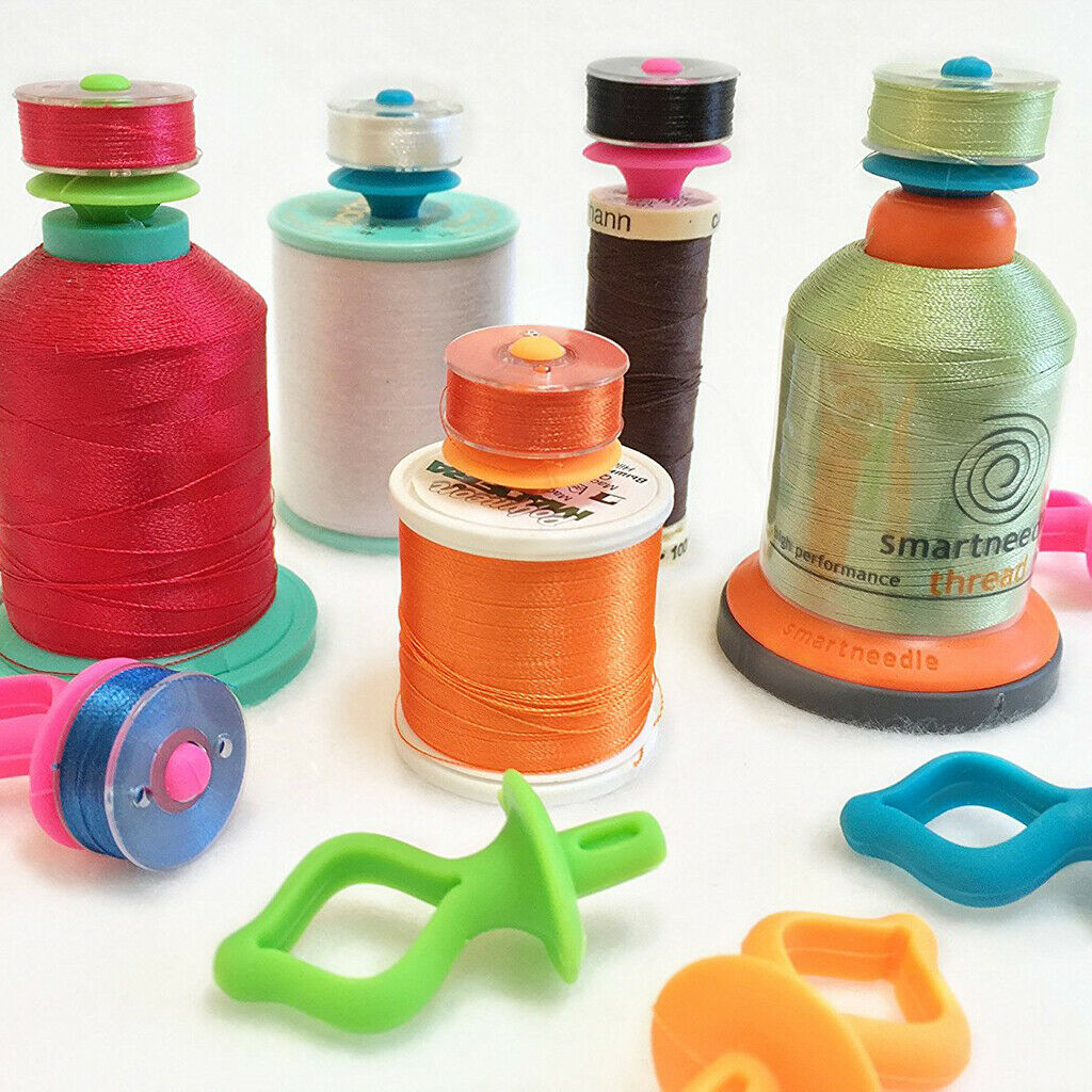 12 lot Silicone Bobbins Holder Clamps Spool Clips Sewing Notions Supplies