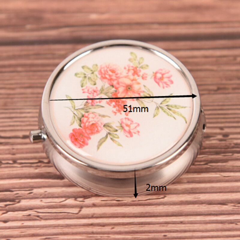 flower pill case metal organizer portable pill box makeup container Color .l8