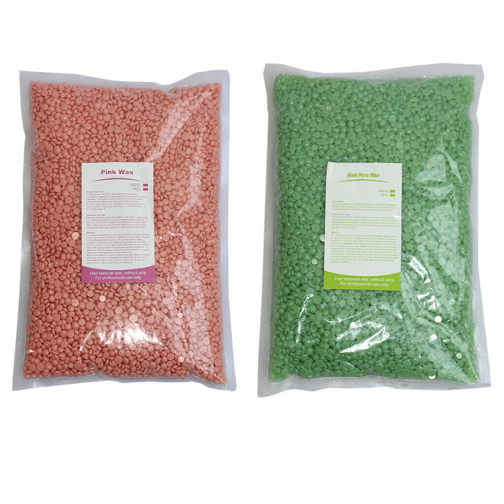 2 Bags 1000g Hard Wax Beans Hair Removal Depilatory Bikini Body Home Waxing