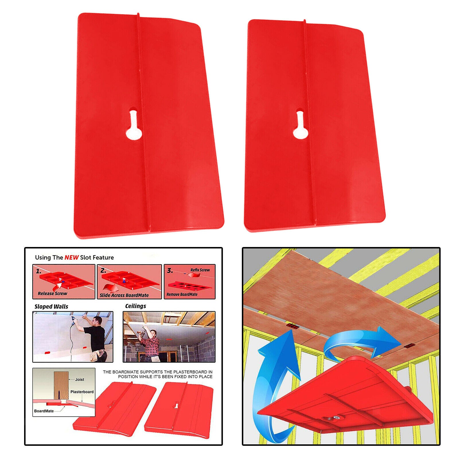 2pcs Plastic Drywall Fitting Tool Plasterboard Fixing Tool Gypsum Plate Lifter