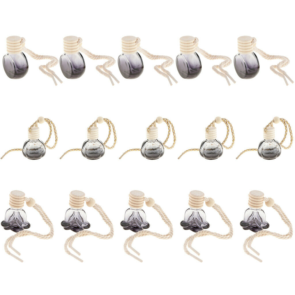 Set 15pcs Glass Car Perfume Bottles Hanging Air Freshener Fragrances Bottle