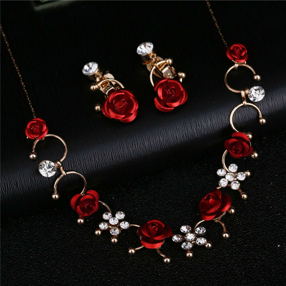 Women Fashion Ear clip & Neckless set 2pcs Elegant Jewelry Dress Accessory.l8