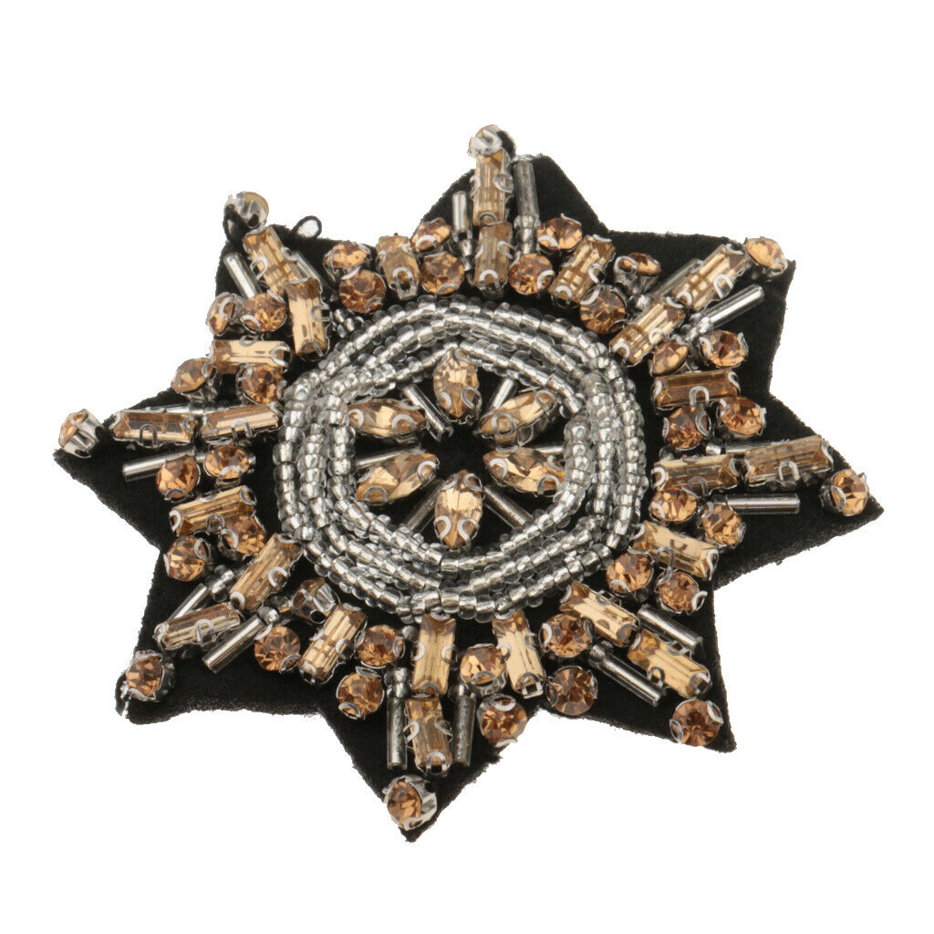 2pcs Star Shaped Rhinestone Beads Beaded Embroidery Patch Sewing Applique